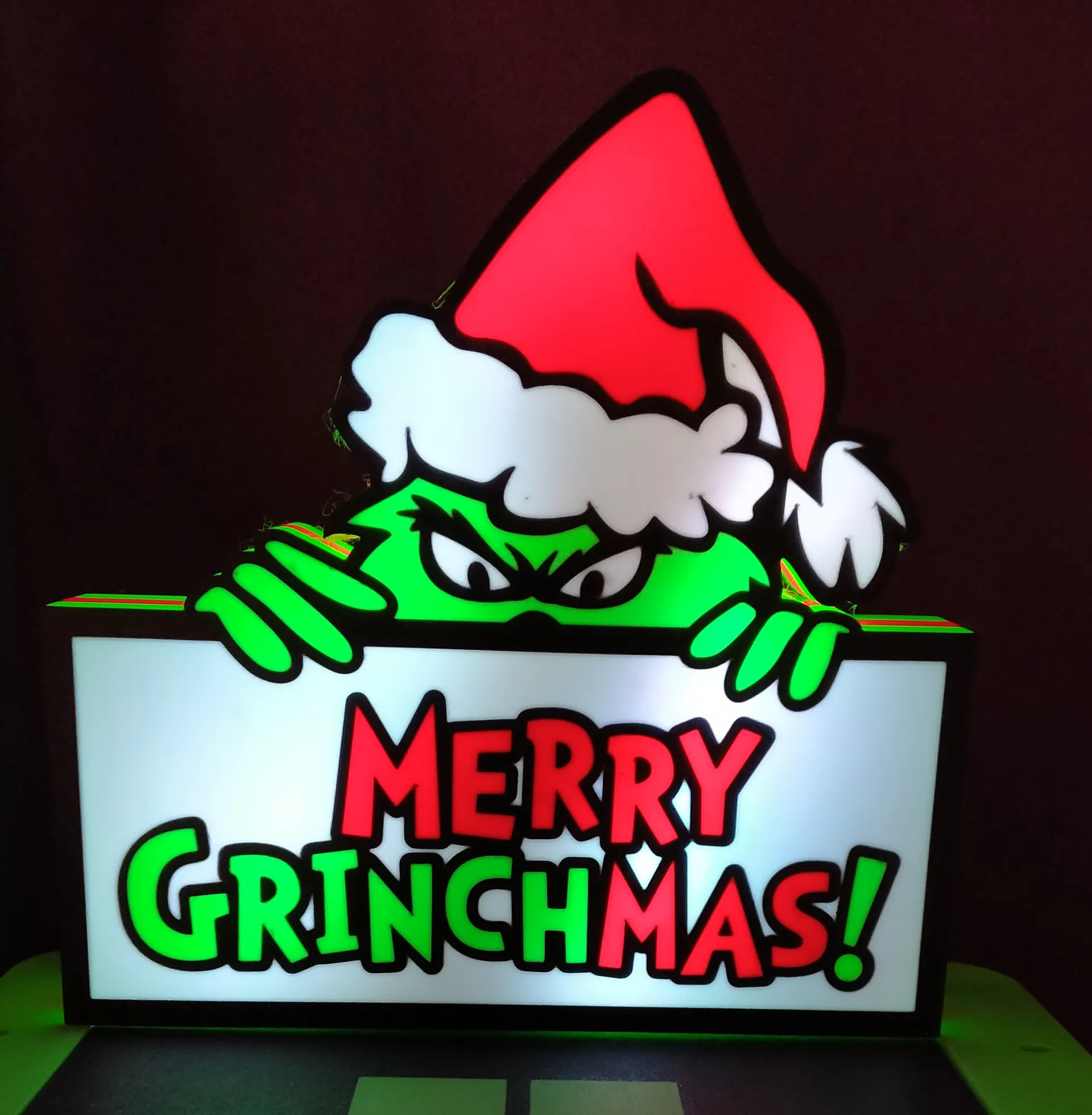 Лед лампа, Весела Гринч Коледа, Коледна декорация, Празнична лампа, Гринч декорация