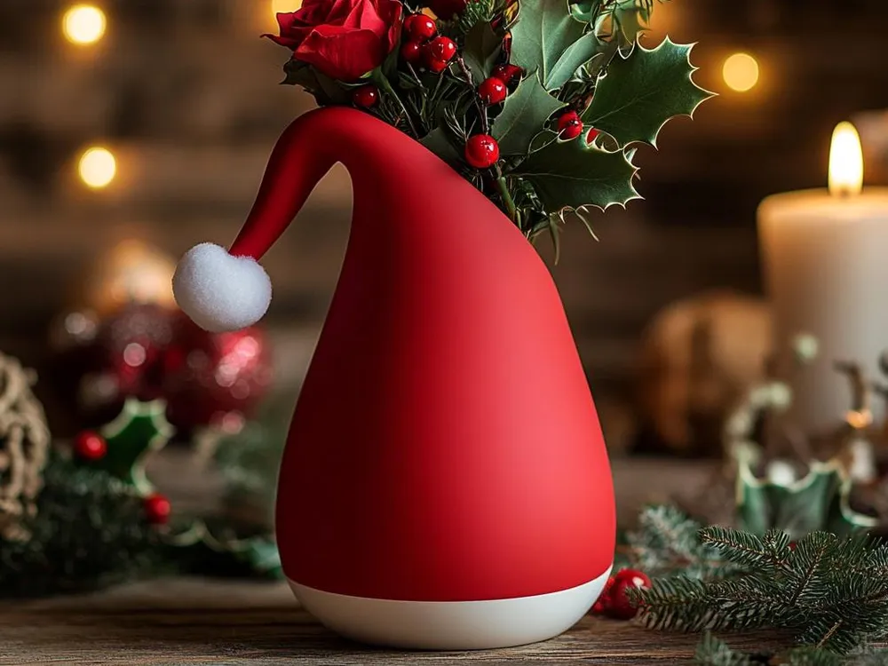 Коледна ваза, Шапката на Дядо Коледа, Коледна декорация, празнична украса