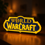 LED лампа World of Warcraft, геймърска лампа WoW, 3D принтирана лампа WoW, LED осветление Azeroth, лампа за гейминг сетъп