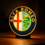 LED лампа Alfa Romeo, 3D принтирана лампа, лампа с Alfa Romeo, автомобилна декорация, Alfa Romeo светлина, лампа за любители на автомобили