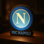 LED лампа Napoli, 3D принтирана лампа Napoli, лампа за фенове на Napoli, футболна лампа Napoli, подарък за фенове на Napoli